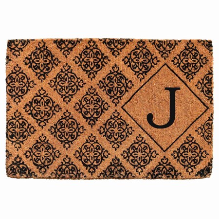 Monogram Door Mat, Black, Natural, 24 in W x 36 in L